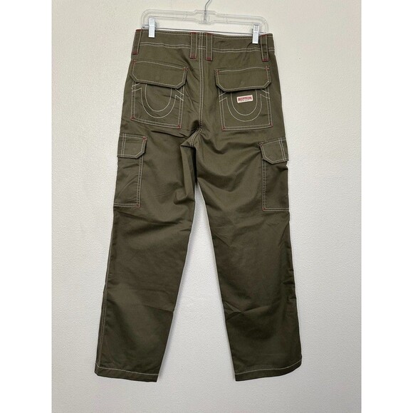 True Religion Women's Military Cargo Pants Straight Kalamata Olive Green Size 26 - Picture 8 of 12